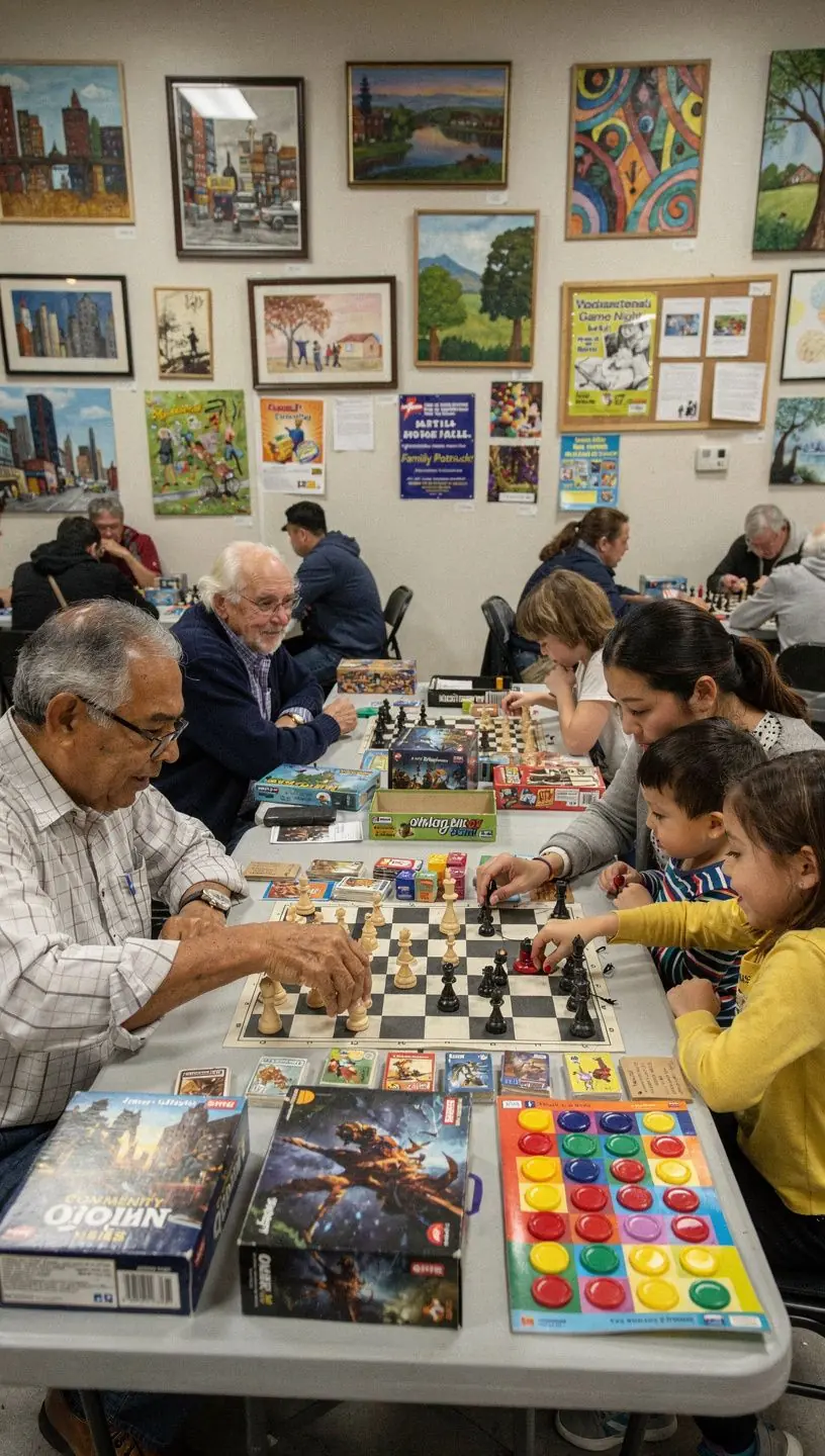 Neighborhood book club gathering with diverse members discussing books
